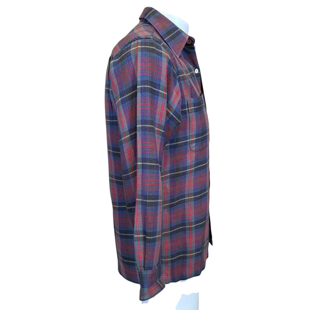 P.A.T men's burgundy and blue plaid collared button down shirt - Picture 3 of 9